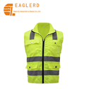 High visibility reflective vest with collar and pockets